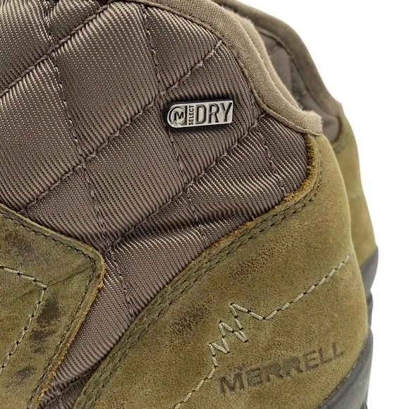 Merrell Womens Shoes Chateau II Mid Boots Sz 7 Green Leather Ankle Waterproof - Picture 3 of 12